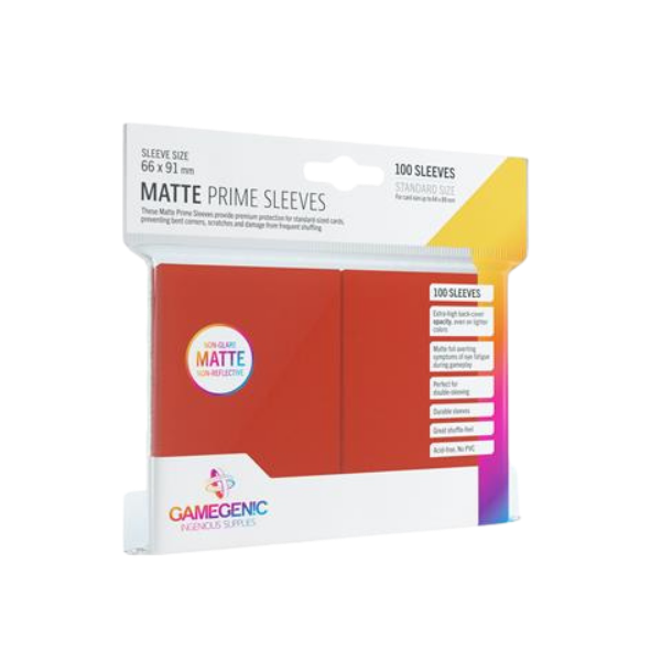 Gamegenic Matte Prime Sleeves – Red (100 stk)