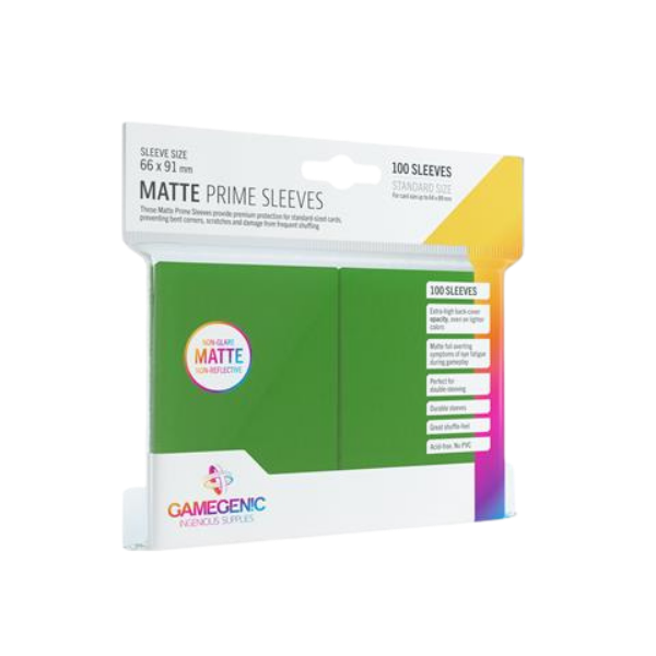 Gamegenic Matte Prime Sleeves – Green (100 stk)